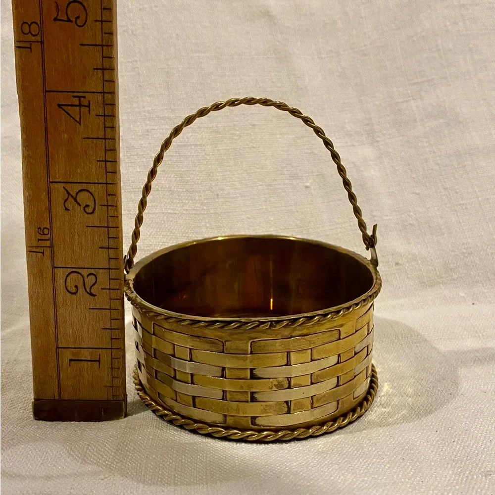 Vintage mini brass basket - trinket box